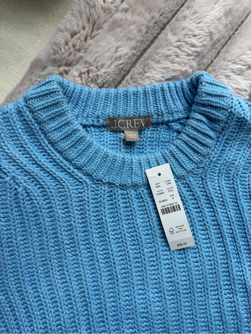 J. Crew Blue Ribbed Crew Neck Sweater - Picture 5 of 6